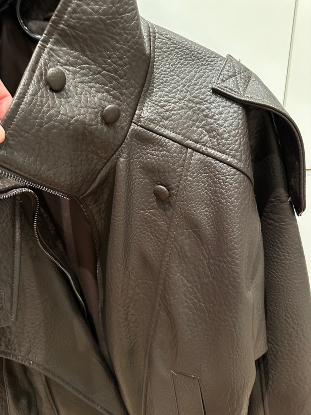 Zara faux brown leather pleather jacket S NWOT - Picture 8 of 15
